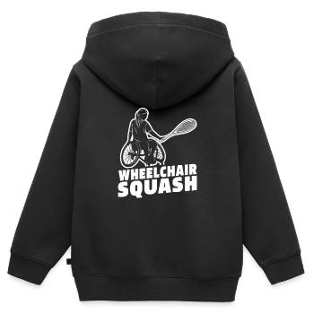 Squash - Kinder Premium Organic Zip Hoodie - Schwarz - Hinten - AI Model Kid Male (0cm)