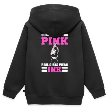 Some Girls Wear Pink Real Girls Wear Ink Tattooer - Kinder Premium Organic Zip Hoodie - Schwarz - Hinten - AI Model Kid Male (0cm)