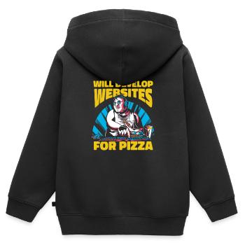 Web Entwickler Webdeveloper Pizza - Kinder Premium Organic Zip Hoodie - Schwarz - Hinten - AI Model Kid Male (0cm)