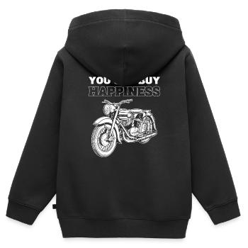 Vous pouvez acheter Happiness Motorcycle - Sweat Premium à capuche zippé enfant bio - noir - Dos - AI Model Kid Male (0cm)