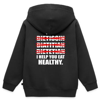 Gesund essen Ernährungsberater - Kinder Premium Organic Zip Hoodie - Schwarz - Hinten - AI Model Kid Male (0cm)