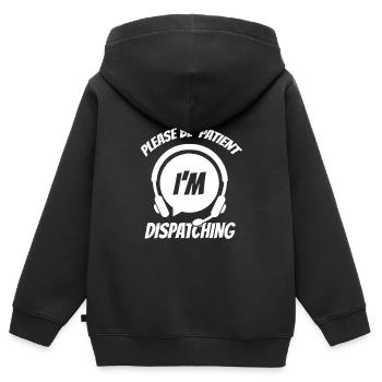 Centre d’opérations du centre de contrôle des appels d’urgence - Sweat Premium à capuche zippé enfant bio - noir - Dos - AI Model Kid Male (0cm)