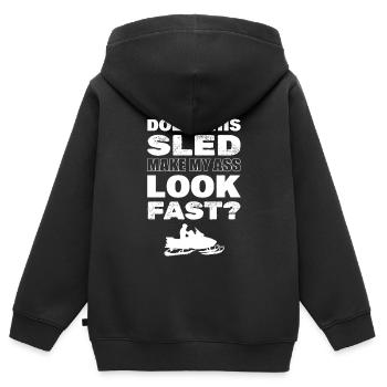 Schneemobilmotor Schlitten Schneemobil - Kinder Premium Organic Zip Hoodie - Schwarz - Hinten - AI Model Kid Male (0cm)