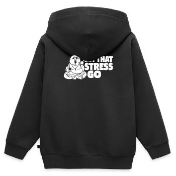 Bouddha Bouddha bouddhiste, lâche la merde - Sweat Premium à capuche zippé enfant bio - noir - Dos - AI Model Kid Male (0cm)