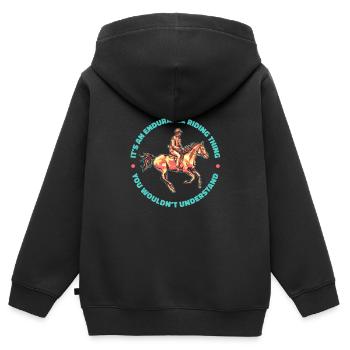 Équitation équestre cool Endurance - Sweat Premium à capuche zippé enfant bio - noir - Dos - AI Model Kid Male (0cm)