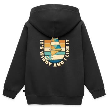 Wing Surf Wing Foil Flügelbrandung - Sweat Premium à capuche zippé enfant bio - noir - Dos - AI Model Kid Male (0cm)