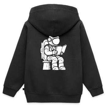 Rat de bibliothèque Livre Rat de bibliothèque - Sweat Premium à capuche zippé enfant bio - noir - Dos - AI Model Kid Male (0cm)