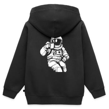 Kaffee Cafe - Kinder Premium Organic Zip Hoodie - Schwarz - Hinten - AI Model Kid Male (0cm)