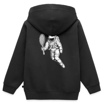 Badminton Federball - Kinder Premium Organic Zip Hoodie - Schwarz - Hinten - AI Model Kid Male (0cm)