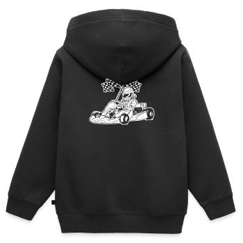 Faire du karting, karting, karting - Sweat Premium à capuche zippé enfant bio - noir - Dos - AI Model Kid Male (0cm)