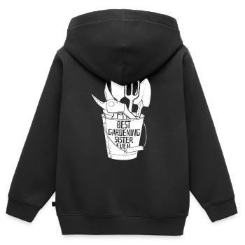 Hobbygärtner Garten Gartenschwester - Kinder Premium Organic Zip Hoodie - Schwarz - Hinten - AI Model Kid Male (0cm)