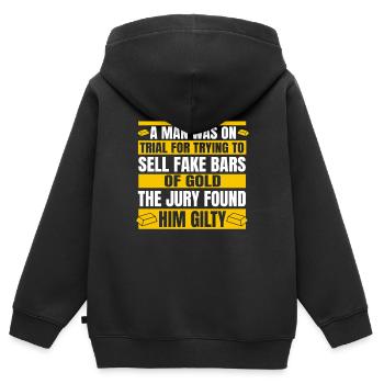 Mines d’or Mines d’or Mines d’or Drôles d’exploitation minière d’or - Sweat Premium à capuche zippé enfant bio - noir - Dos - AI Model Kid Male (0cm)