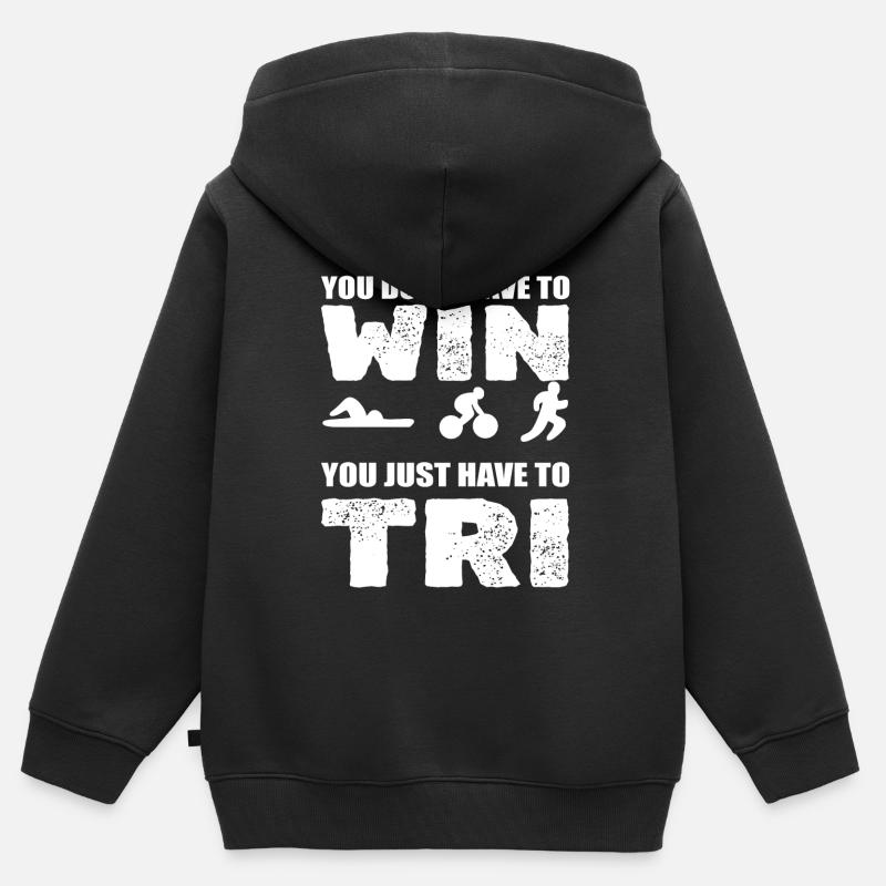 Triathlon triathlète - Sweat Premium à capuche zippé enfant bio - noir