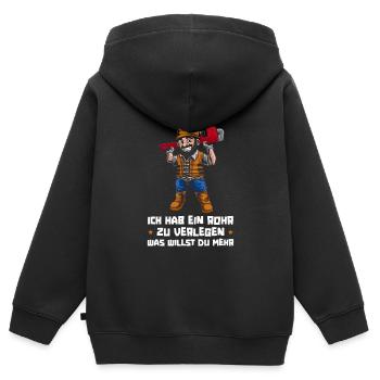 Rohrleitungsbauer Witzig - Kinder Premium Organic Zip Hoodie - Schwarz - Hinten - AI Model Kid Male (0cm)