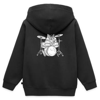 Batterie Batteur Batteur - Sweat Premium à capuche zippé enfant bio - noir - Dos - AI Model Kid Male (0cm)