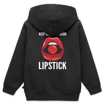 Lippenstift tragen Maskenbildner - Kinder Premium Organic Zip Hoodie - Schwarz - Hinten - AI Model Kid Male (0cm)