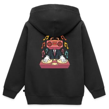 DJ Musik Discjockey - Kinder Premium Organic Zip Hoodie - Schwarz - Hinten - AI Model Kid Male (0cm)