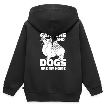 Hobbygärtner Garten Gartenhund - Kinder Premium Organic Zip Hoodie - Schwarz - Hinten - AI Model Kid Male (0cm)