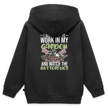 Hobbygärtner Garten Schmetterling - Kinder Premium Organic Zip Hoodie - Schwarz - Hinten - AI Model Kid Male (0cm)