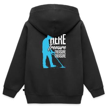 Détecteur de métaux à sondage amusant - Sweat Premium à capuche zippé enfant bio - noir - Dos - AI Model Kid Male (0cm)