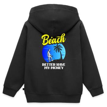Détecteur de métaux à sondage amusant - Sweat Premium à capuche zippé enfant bio - noir - Dos - AI Model Kid Male (0cm)
