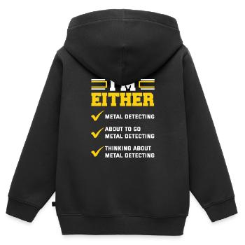 Détecteur de métaux à sondage amusant - Sweat Premium à capuche zippé enfant bio - noir - Dos - AI Model Kid Male (0cm)