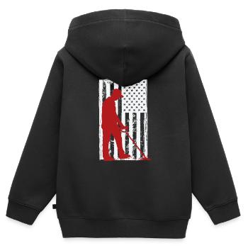 Détecteur de métaux à sondage amusant - Sweat Premium à capuche zippé enfant bio - noir - Dos - AI Model Kid Male (0cm)
