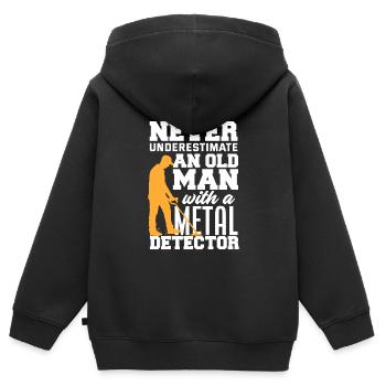 Détecteur de métaux à sondage amusant - Sweat Premium à capuche zippé enfant bio - noir - Dos - AI Model Kid Male (0cm)