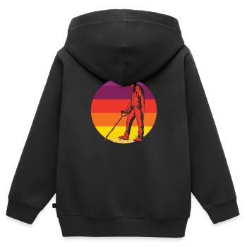 Détecteur de métaux à sondage amusant - Sweat Premium à capuche zippé enfant bio - noir - Dos - AI Model Kid Male (0cm)
