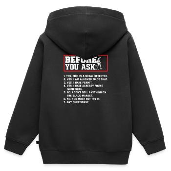 Détecteur de métaux à sondage amusant - Sweat Premium à capuche zippé enfant bio - noir - Dos - AI Model Kid Male (0cm)