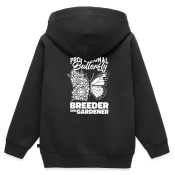 Hobbygärtner Garten Gartenschmetterlinge - Kinder Premium Organic Zip Hoodie - Schwarz - Hinten - AI Model Kid Male (0cm)