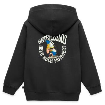 Wing Surf Wing Foil Flügelbrandung - Sweat Premium à capuche zippé enfant bio - noir - Dos - AI Model Kid Male (0cm)