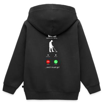Détecteur de métaux à sondage amusant - Sweat Premium à capuche zippé enfant bio - noir - Dos - AI Model Kid Male (0cm)