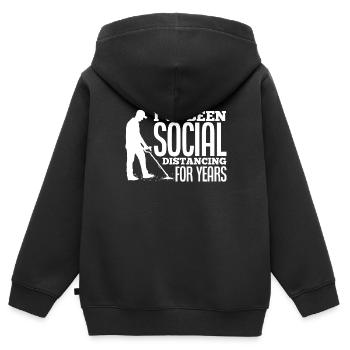 Détecteur de métaux à sondage amusant - Sweat Premium à capuche zippé enfant bio - noir - Dos - AI Model Kid Male (0cm)