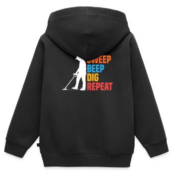 Détecteur de métaux à sondage amusant - Sweat Premium à capuche zippé enfant bio - noir - Dos - AI Model Kid Male (0cm)