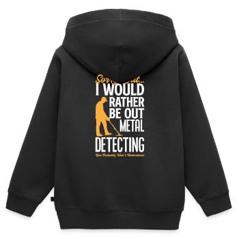 Détecteur de métaux à sondage amusant - Sweat Premium à capuche zippé enfant bio - noir - Dos - AI Model Kid Male (0cm)