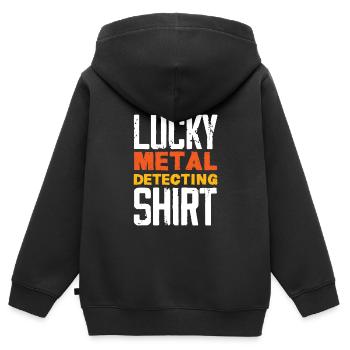 Détecteur de métaux à sondage amusant - Sweat Premium à capuche zippé enfant bio - noir - Dos - AI Model Kid Male (0cm)