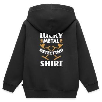 Détecteur de métaux à sondage amusant - Sweat Premium à capuche zippé enfant bio - noir - Dos - AI Model Kid Male (0cm)