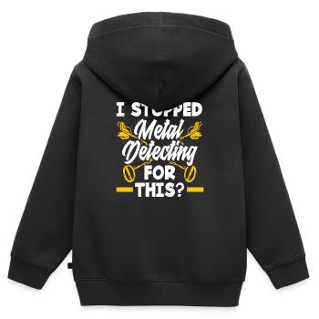Détecteur de métaux à sondage amusant - Sweat Premium à capuche zippé enfant bio - noir - Dos - AI Model Kid Male (0cm)