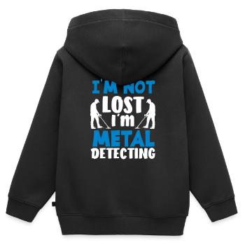 Détecteur de métaux à sondage amusant - Sweat Premium à capuche zippé enfant bio - noir - Dos - AI Model Kid Male (0cm)