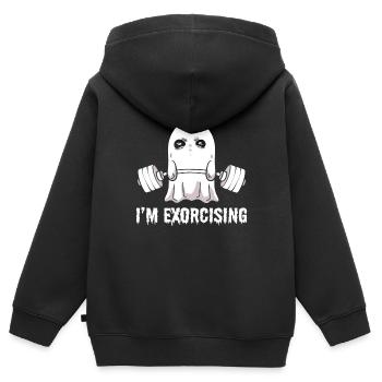 I'm Exorcising Paranormaler Ermittler - Kinder Premium Organic Zip Hoodie - Schwarz - Hinten - AI Model Kid Male (0cm)