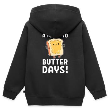 Butter Wortspiele Bäcker - Kinder Premium Organic Zip Hoodie - Schwarz - Hinten - AI Model Kid Male (0cm)
