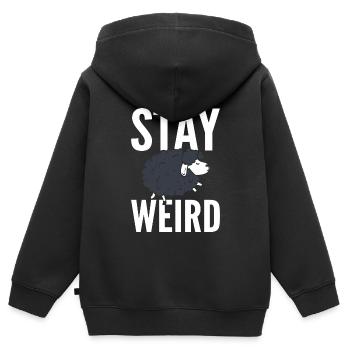 Stay Weird Hirt - Kinder Premium Organic Zip Hoodie - Schwarz - Hinten - AI Model Kid Male (0cm)