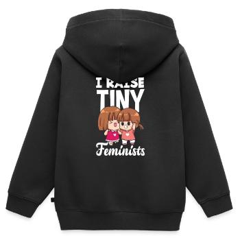 Féminisme Féministe - Sweat Premium à capuche zippé enfant bio - noir - Dos - AI Model Kid Male (0cm)