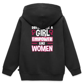 Feminismus Feministin - Kinder Premium Organic Zip Hoodie - Schwarz - Hinten - AI Model Kid Male (0cm)