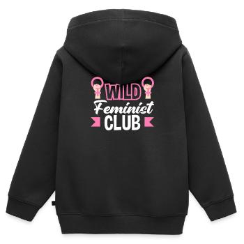 Feminismus Feministin - Kinder Premium Organic Zip Hoodie - Schwarz - Hinten - AI Model Kid Male (0cm)