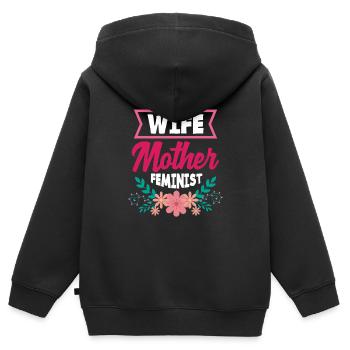 Feminismus Feministin - Kinder Premium Organic Zip Hoodie - Schwarz - Hinten - AI Model Kid Male (0cm)