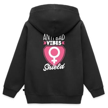 Féminisme Féministe - Sweat Premium à capuche zippé enfant bio - noir - Dos - AI Model Kid Male (0cm)
