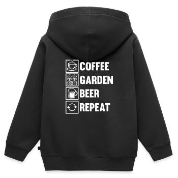 Hobby jardinier jardin café jardin bière - Sweat Premium à capuche zippé enfant bio - noir - Dos - AI Model Kid Male (0cm)