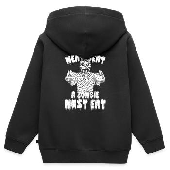 Zombie Halloween - Sweat Premium à capuche zippé enfant bio - noir - Dos - AI Model Kid Male (0cm)